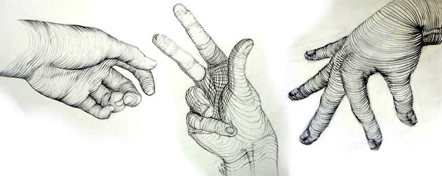 cross contour hand drawing